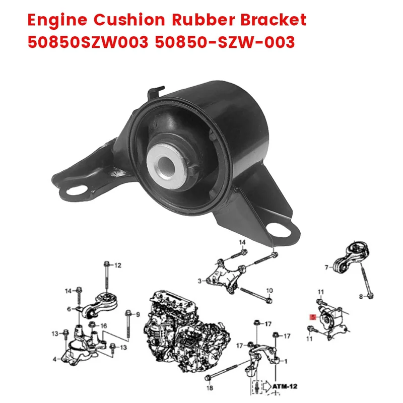 Transmission Mount Rubber Assy 50850-SZW-003 For Honda STEP WGN RK1 RK1 09-15 Engine Cushion Rubber Bracket 50850SZW003-A65M