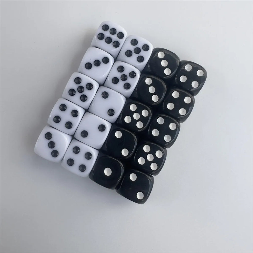 10pcs/set Of High Quality 14/16mmD6 Dice Set White Black Dot/Black White Dot Acrylic Rounded Corner Club