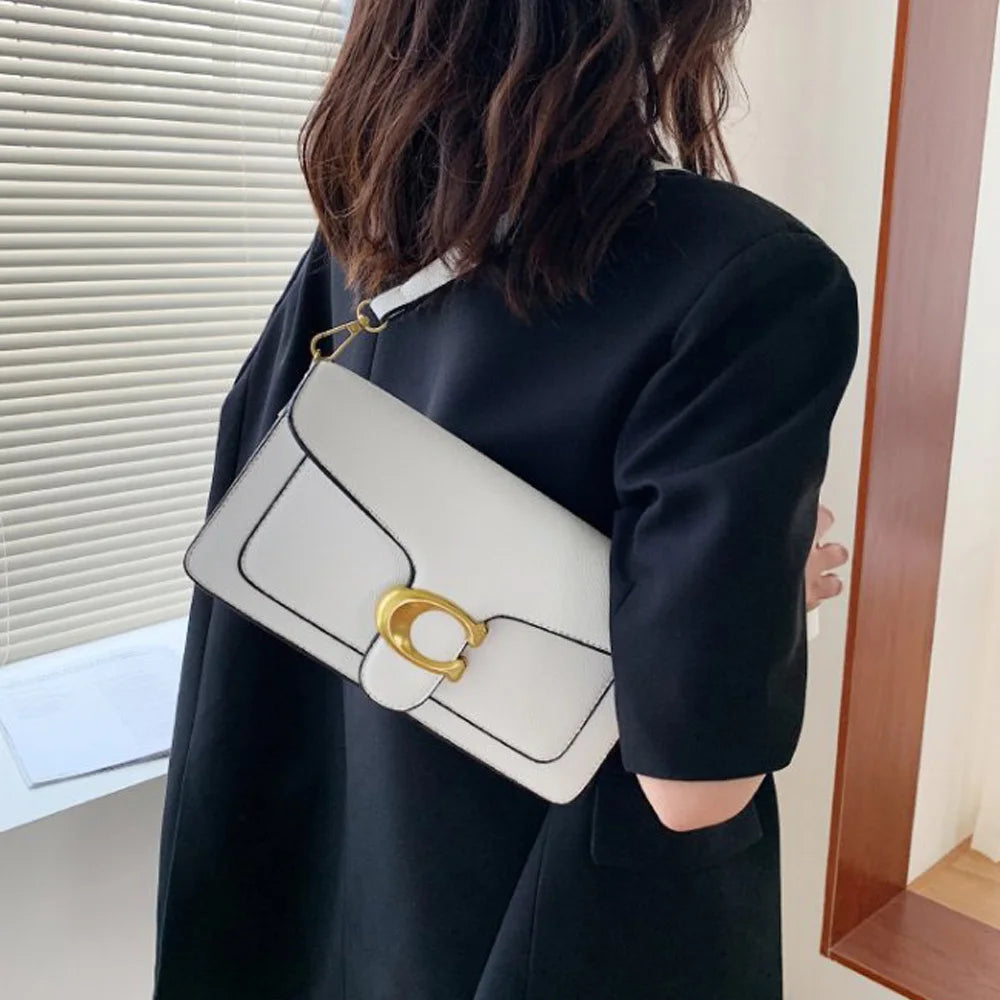 Double-Strap Small Square Crossbody Bag – Stylish Underarm Shoulder Purse for Women