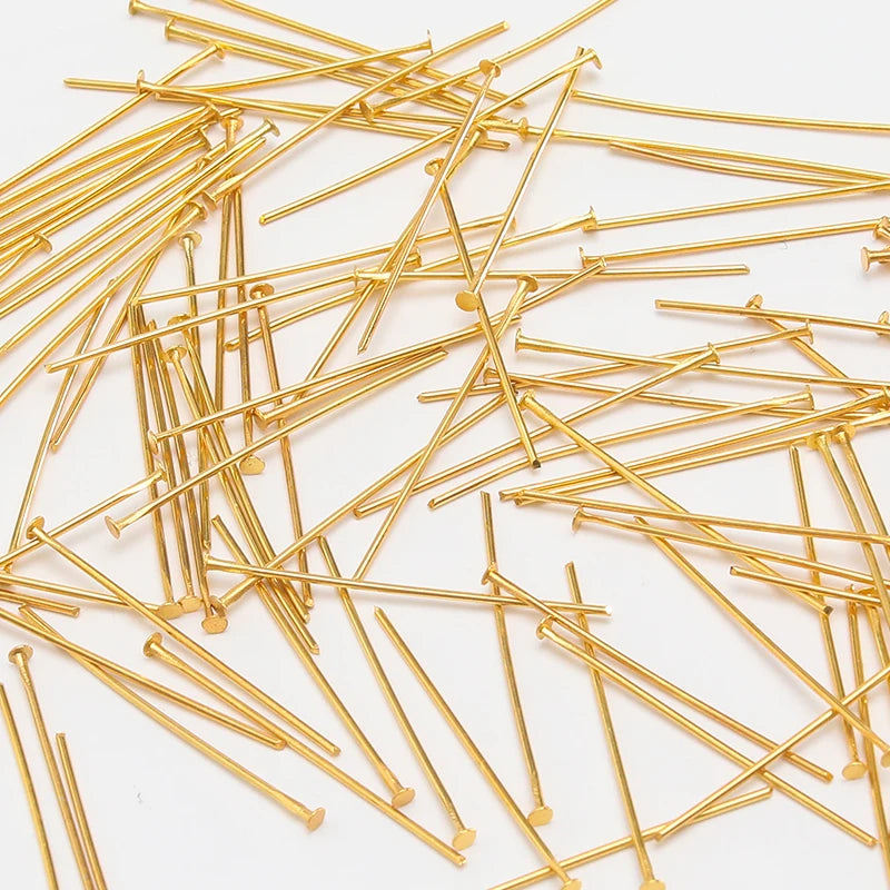 100PCS 2inches (50mm) Copper Flat Head Pins Open Eye Pins For Jewelry Making Basics Findings Accessories