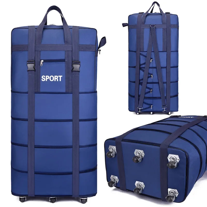 Large Capacity Dormitory Cotton Quilt Storage Bag with Wheels Travel Bag Student Luggage Bag Oxford Cloth Waterproof Dustproof