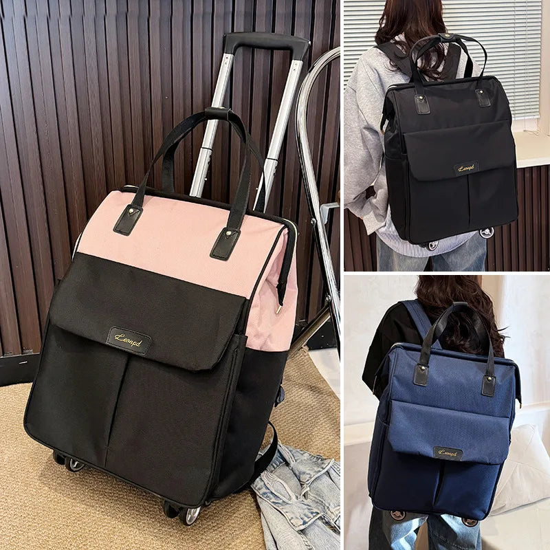 Large Capacity Double Shoulder Travel Bag Handheld Boarding Box Short Trip Luggage Bag Wheel Universal Pull Rod Bag