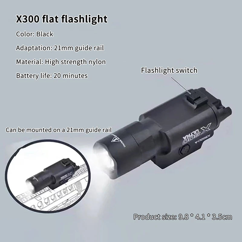 20mm Rail Mount Tactical Light Outdoor Hunting CS Game Multifunctional LED Flashlight