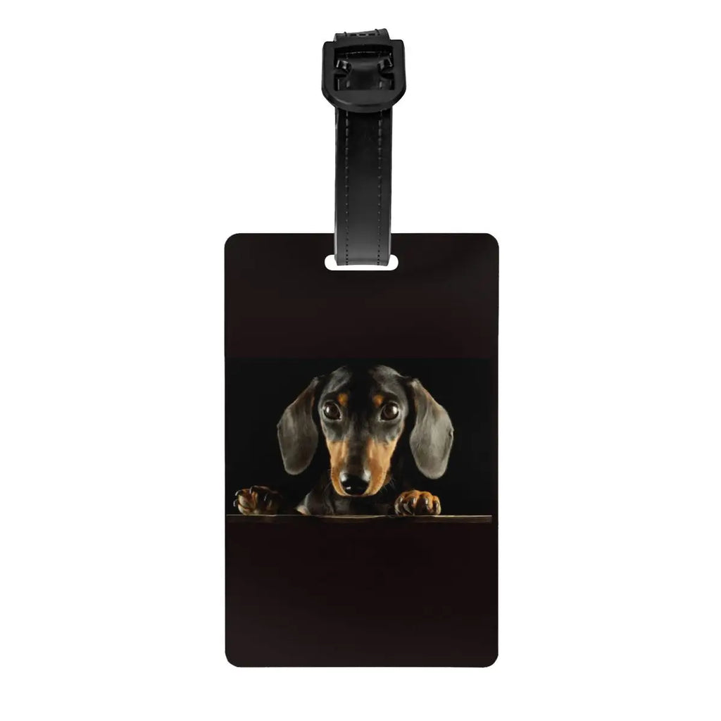 Custom Dachshunds Dog Luggage Tag Privacy Protection Badger Sausage Wiener Baggage Tags Travel Bag Labels Suitcase