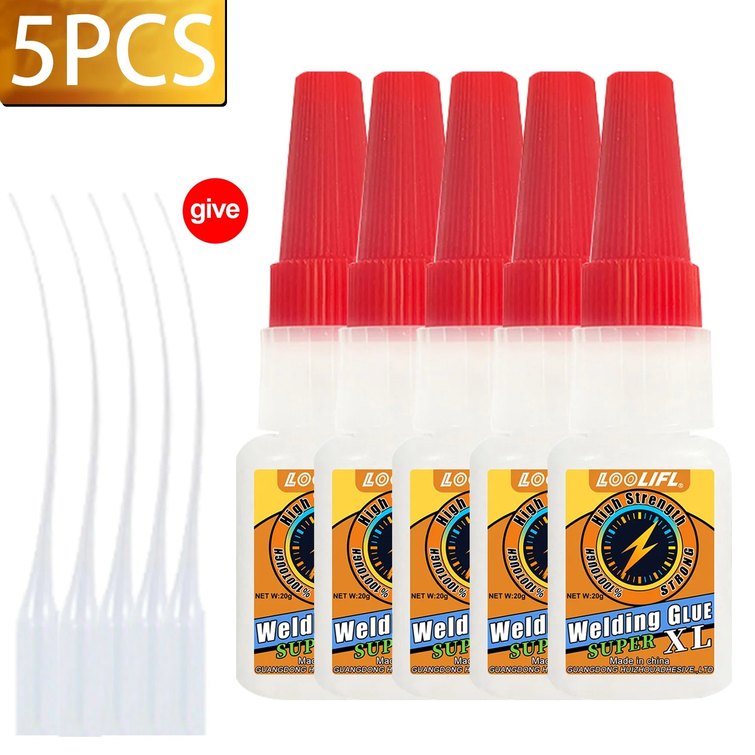 LOOLIFL Multi Purpose Super Glue Strong Fast Drying Adhesive Cyanoacrylate for Metal Plastic Glass DIY Bonding Liquid Glue Tool