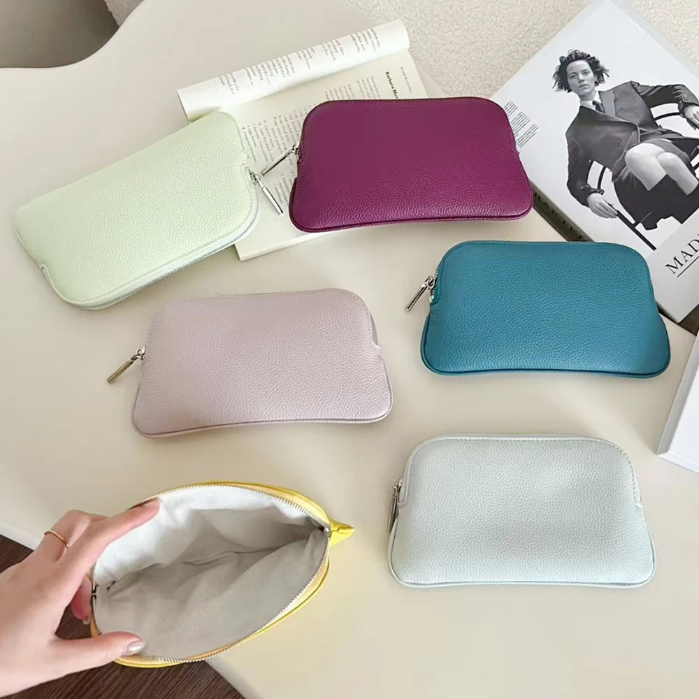 Luxury Simple Design Women Clutch Bag Custom Name 100% Genuine Leather Small Pouch Wallet For Ladies Gift Dropship Clutch Purse