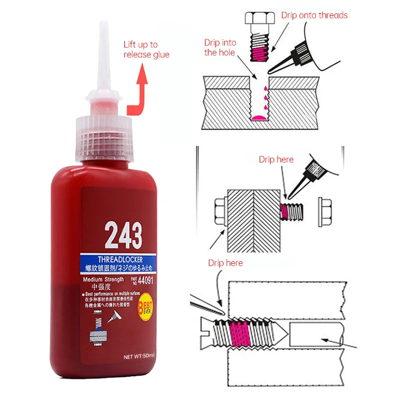 Threadlocker Quick Drying Screw Locking Agent High Strength Screw Locking Adhesive Anaerobic Glues Anti Loose Screw Glue