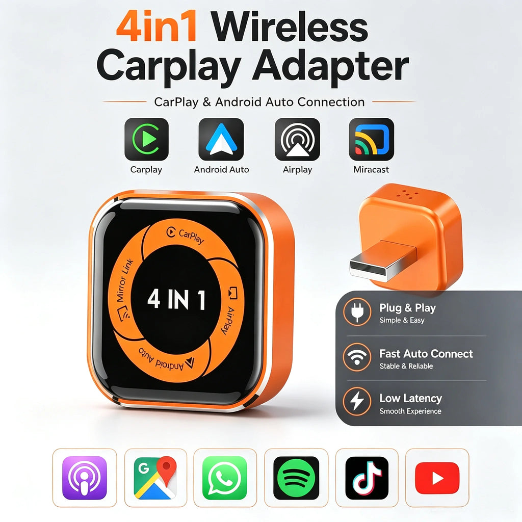 CarRocket Wireless Carplay Smart Box Android Auto Adapter Mirror Link Airplay Plug&Play Connect Universal WiFi 5 Bluetooth 5.0