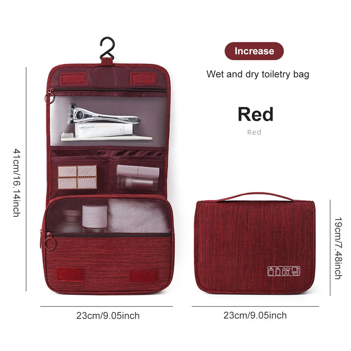 Large Capacity Travel Toiletry Bag Multifunctional Portable Cosmetic Bag With Hook Storage Bag Men's Travel Storage Bag