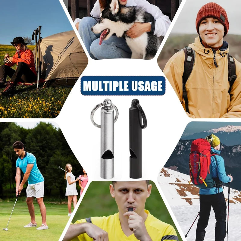 High Quality Stainless Steel Emergency Whistle Ultralight Safety Whistle Keychain Outdoor Hiking Camping Survival Supplies