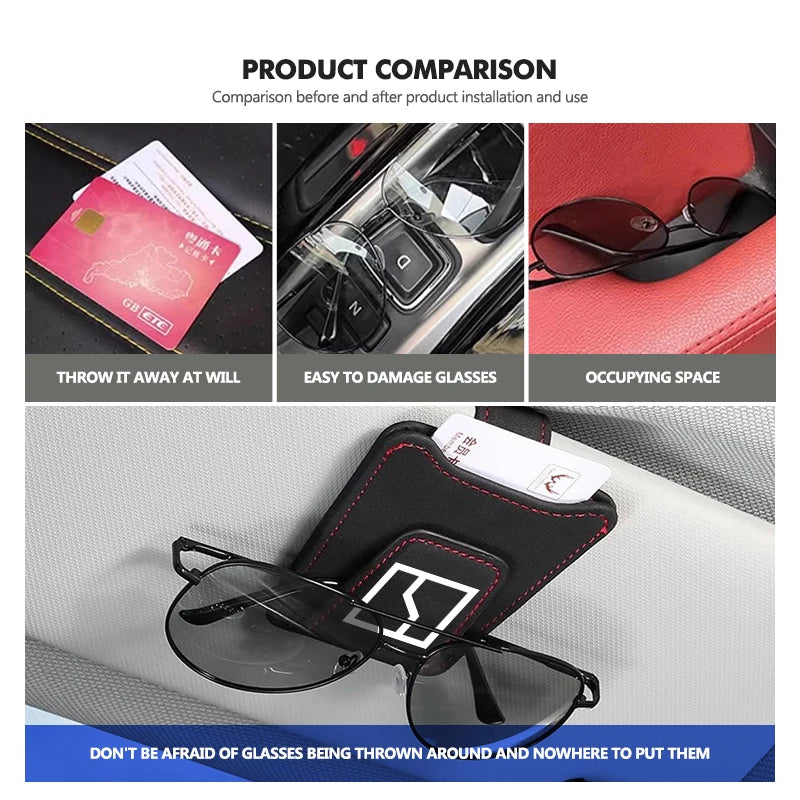 Suede Car Logo Sun Visor Glasses Clip Ticket Card Storage Clamp For Zeekr 001 EV 2021-2023 009 X 2021 2022 2023 Krypton