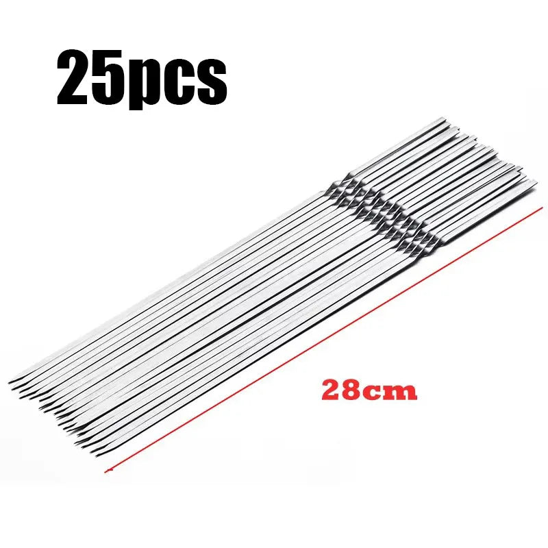 5/10/15/20Pcs Stainless Steel Barbecue Skewers, Reusable BBQ Kebab Skewers for Outdoor Camping, Picnic Tools, Cooking Tools
