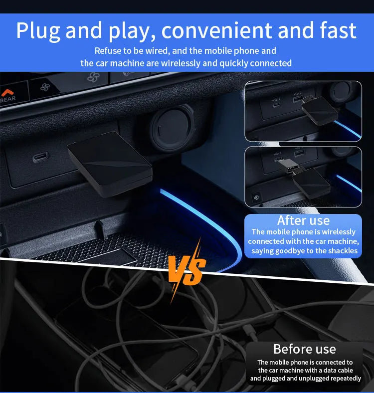 2026 Kowankit Wireless CarPlay Adapter Android Auto 2 in 1 Dongle Smart BT 5G WiFi Plug & Play For Toyota Hyundai Ford VW Nissan