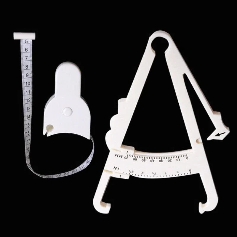 2pcs/set PVC Body Fat Caliper Measure Tape Tester Fitness for Lose Weight for Body Building Portable Fitness Equipmnet White