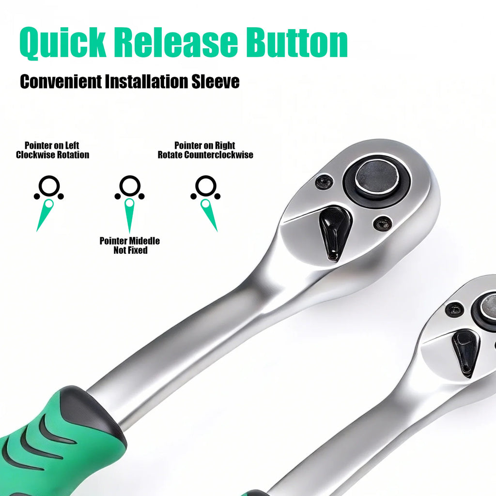 1pc 72 Tooth Quick Ratchet Wrench 1/2 1/4 3/8 3 Size Flying Wrenches Two-way Socket Wrench Repair Tools for for Vehicle Bicycle