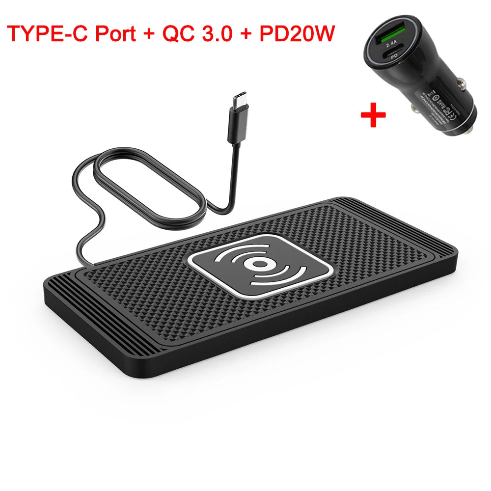 Car Wireless Charger Silicone Non Slip Pad for iPhone 15 14 13 12 Samsung Car Wireless Phone Chargers Fast Charging Station