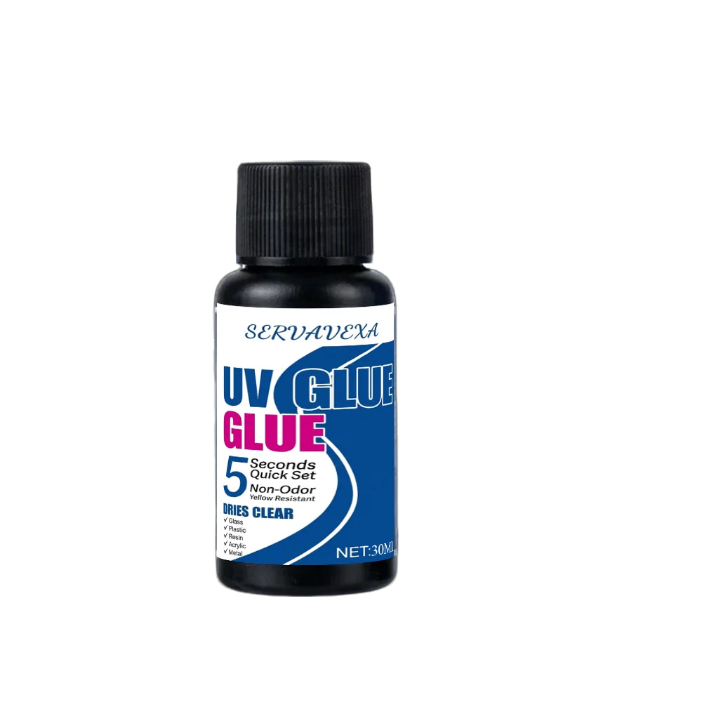 SERVAVEXA UV Glue 5s Quick Curing Resin Clear Hard Adhesive with UV Lamp Light for DIY Jewelry Making Craft Glass Metal Repair