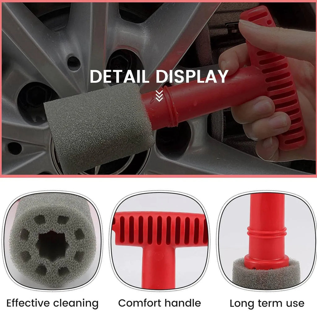 Universal Car Wheel Detailing Brush Removable Insert Lug Wash Nut Sponge Cleaner Tool for Wheels Cleaning Vehicle Truck SUV Van