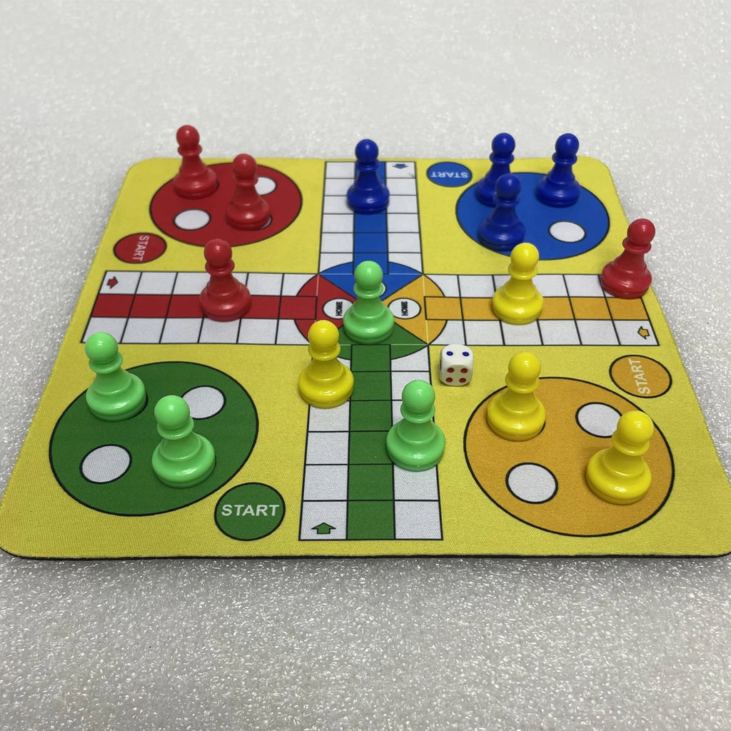 4-6 Person Flying Chess Ludo Board Game Set with Dice Multicolour Counters 35cm Diameter Travel-Friendly Classic Multi-Player Ga