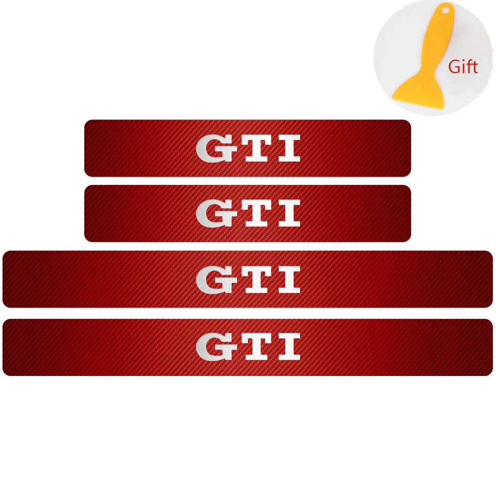 4Pcs Car Door Carbon Fiber Sill Scuff Plate Decoration Sticker For Volkswagen GTI Golf Caddy Passat CC Lavida Sagitar Scirocco