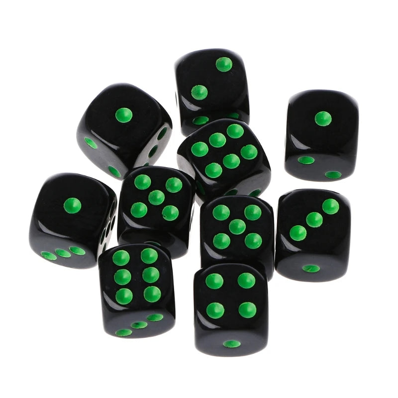 10Pcs 15mm Multicolor Acrylic Cube Dice Set Six Sides Portable Table Games Toy