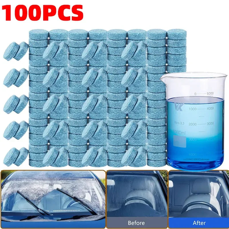 2-100PCS Solid Car Windshield Cleaner Effervescent Tablets Windscreen Window Dust Wiper Car Cleaning Tool Car Accessories