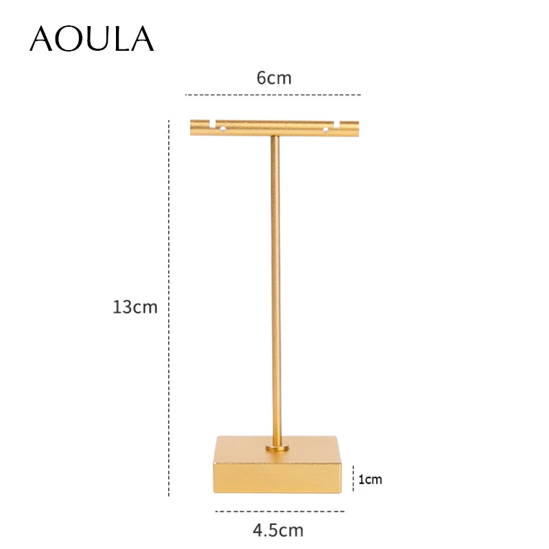 Luxury Dangle Earrings Display Metal Rack T Bar Stand Ring Jewelry Hanger Organizer Ear Studs Storage Holder Shelf Store Selling
