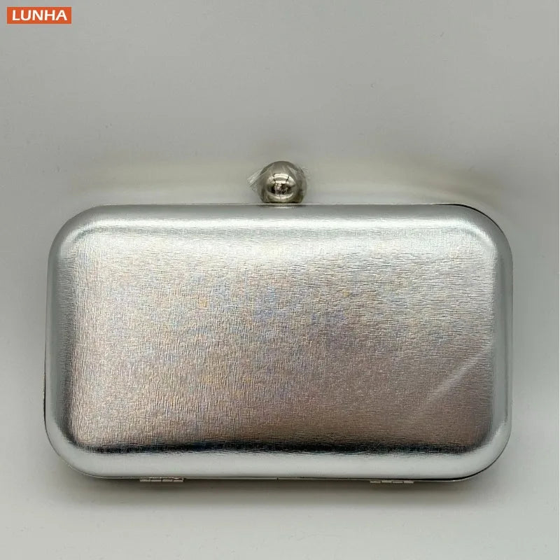 Evening Bags Vintage Metallic Box Bag Gold Silver Luxury Clutch Dinner Bag Hard Case Crossbody Purse for Party Wedding Gathering