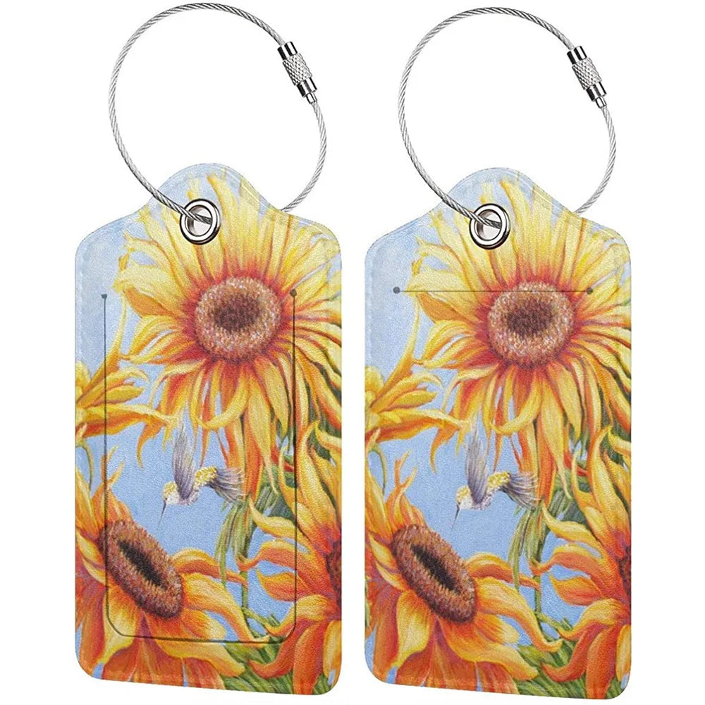 Women Men PU Leather Luggage Tag Suitcase Identifier Label Baggage Boarding Bag Tag Name ID Address Holder Travel Accessorie