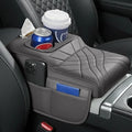 High-Low Style Car Armrest Box Cushion-An Armrest Cover with 2Side Pockets,2Cup Holders and 1 Tissue Box.Suitable for Most Cars