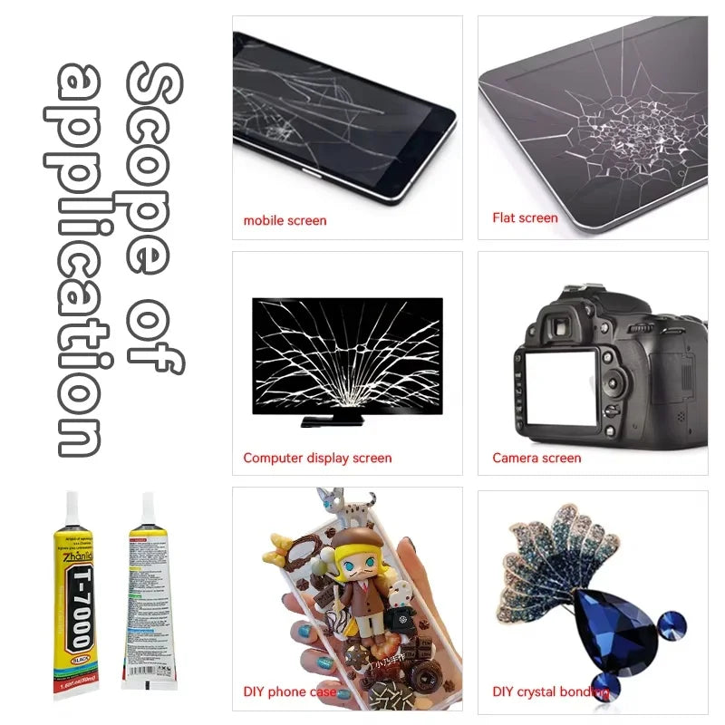 T7000 Black Contact Cellphone Tablet Repair Adhesive Zhanlida Strong T-7000 Glue 15ML 50ML 110ML with Fine Needle Outlet