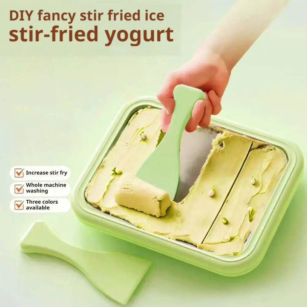 DIY Ice Cream Maker Yogurt Maker Machine for Homemade Rolled Cream Sorbet Gelato,Household Ice Cream Roller Pan with 2 Spatulas