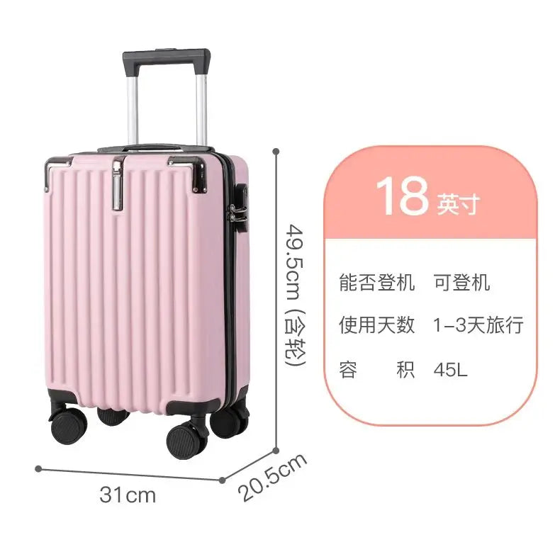 18 inch Student suitcase Travel Bag Women's Bag Back to School Spinner Wheel Suitcase Carry-On Boarding Travel