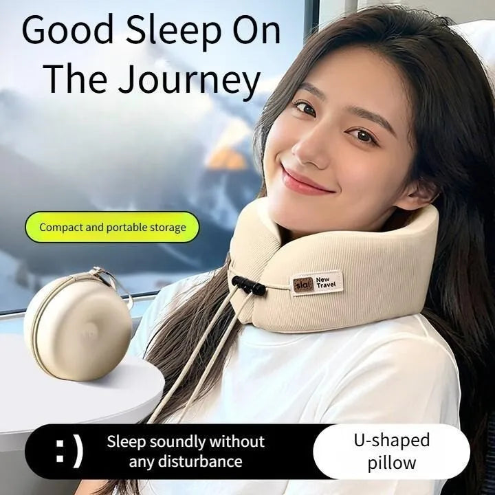 Memory Foam U-Shaped Travel Pillow, Ergonomic Neck Support Cushion, Portable Soft Airplane Sleep Pillow for Car Office Travel