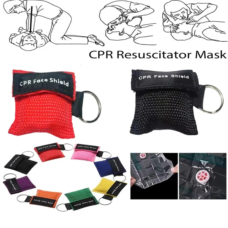 1~10pc Outdoor Rescue Health Care Tools Jetting Resuscitator MaskKey chain First Aid Emergency Face Shield CPR Mask Professional