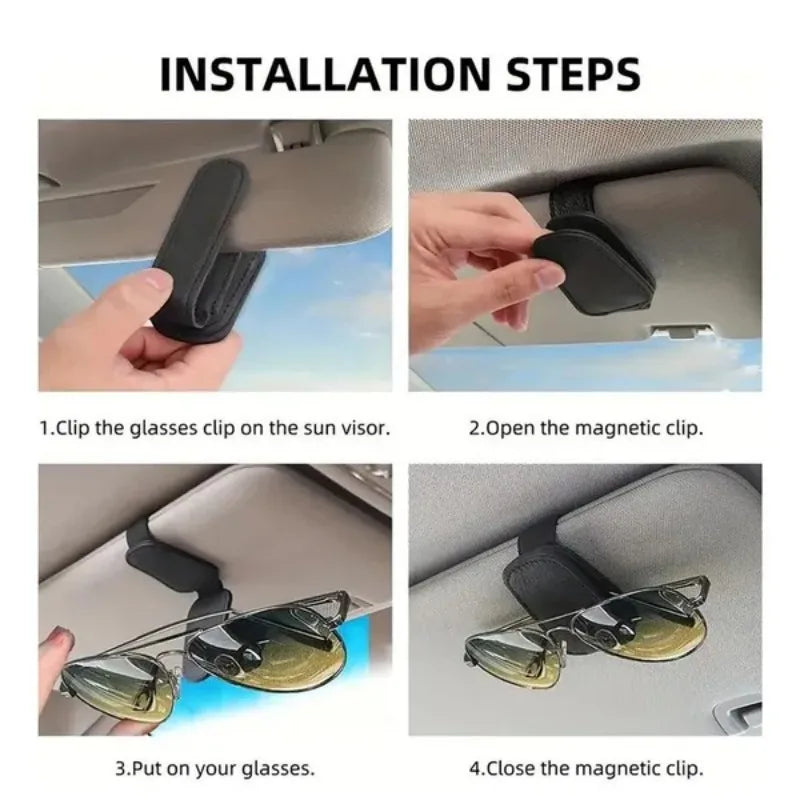 Car Sun Visor Glasses Case Holder Sunglasses Clip Ticket Card Clip Multifunction Portable Clip Auto Interior Accessories