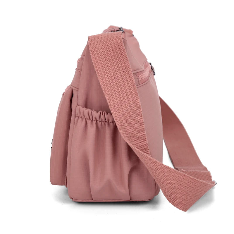 Anti Theft Organized Pockets Women Nylon Crossbody Bag Lightweight Waterproof Oxford Large Capacity Travel Commute Satchel