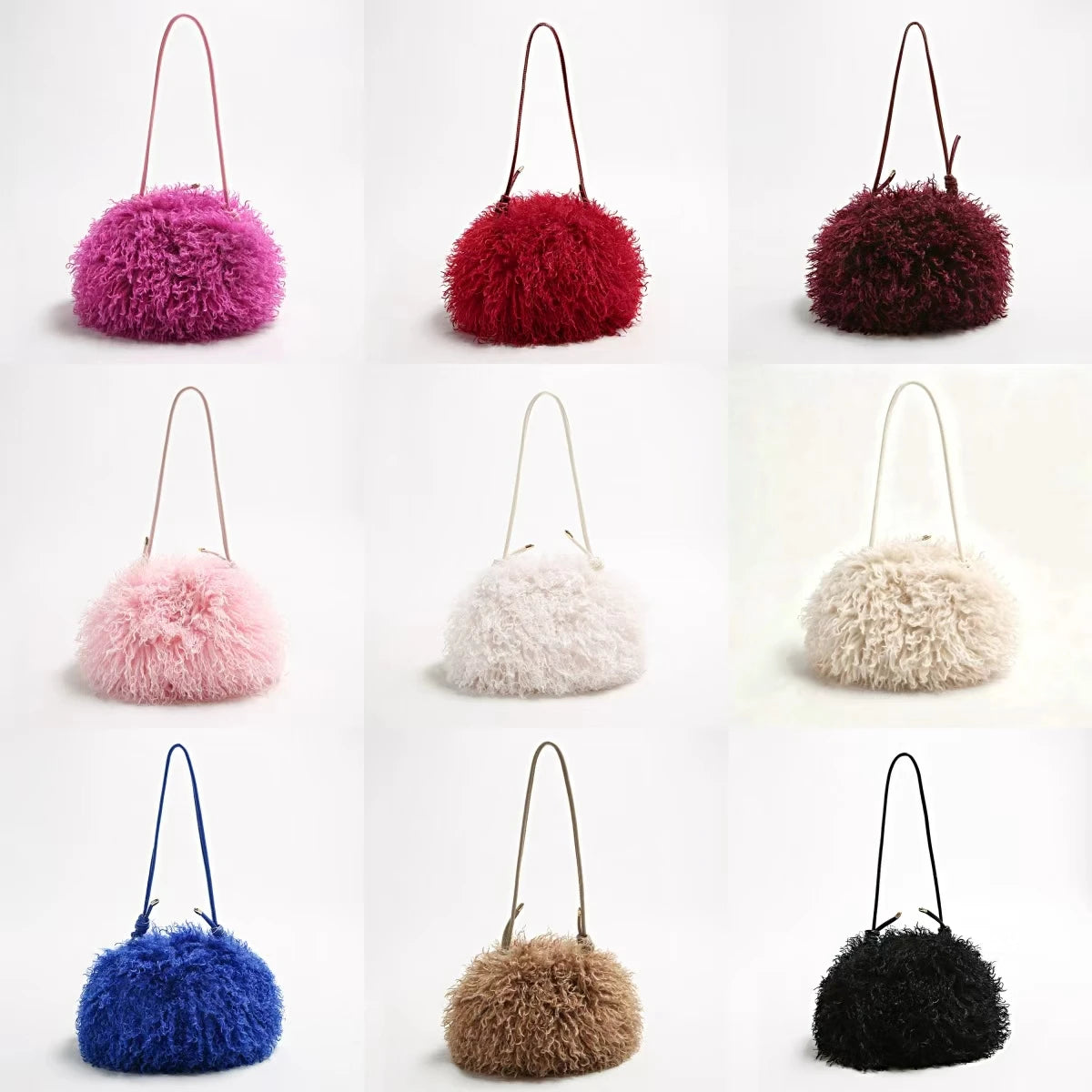 Fluffy Curly Faux Fur Cloud Bag Cute Soft Plush Purse for Women Casual Single Shoulder Crossbody Multi Color Daily Fashion Handb
