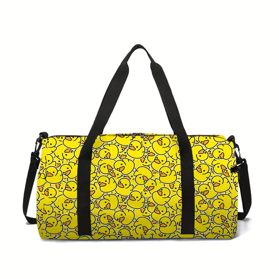 Large Travel Bag Yellow Duck Pattern Multi-Functional Duffle Tote Bag Handbags Waterproof Gym Bags for Boys/Girls Fitness Bag