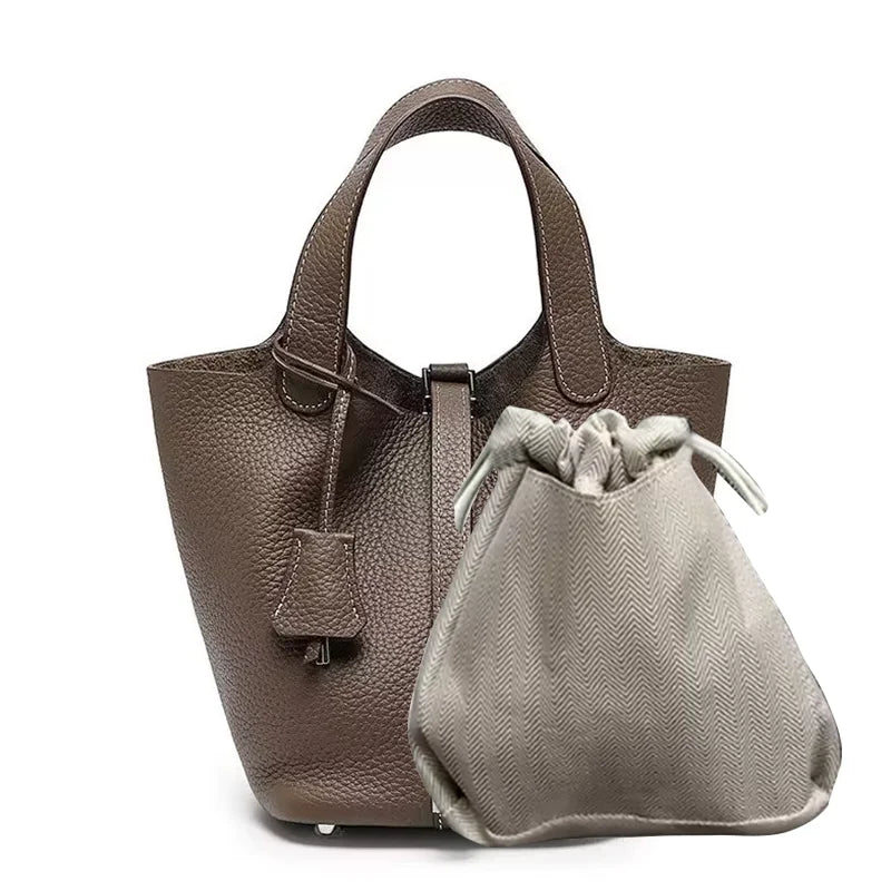 Real Leathe Women Bags Handbags Bucket Bag New Fashion Tote Bag Genuine Leather Luxury Desginer Big Size Large Lady Hand Bags