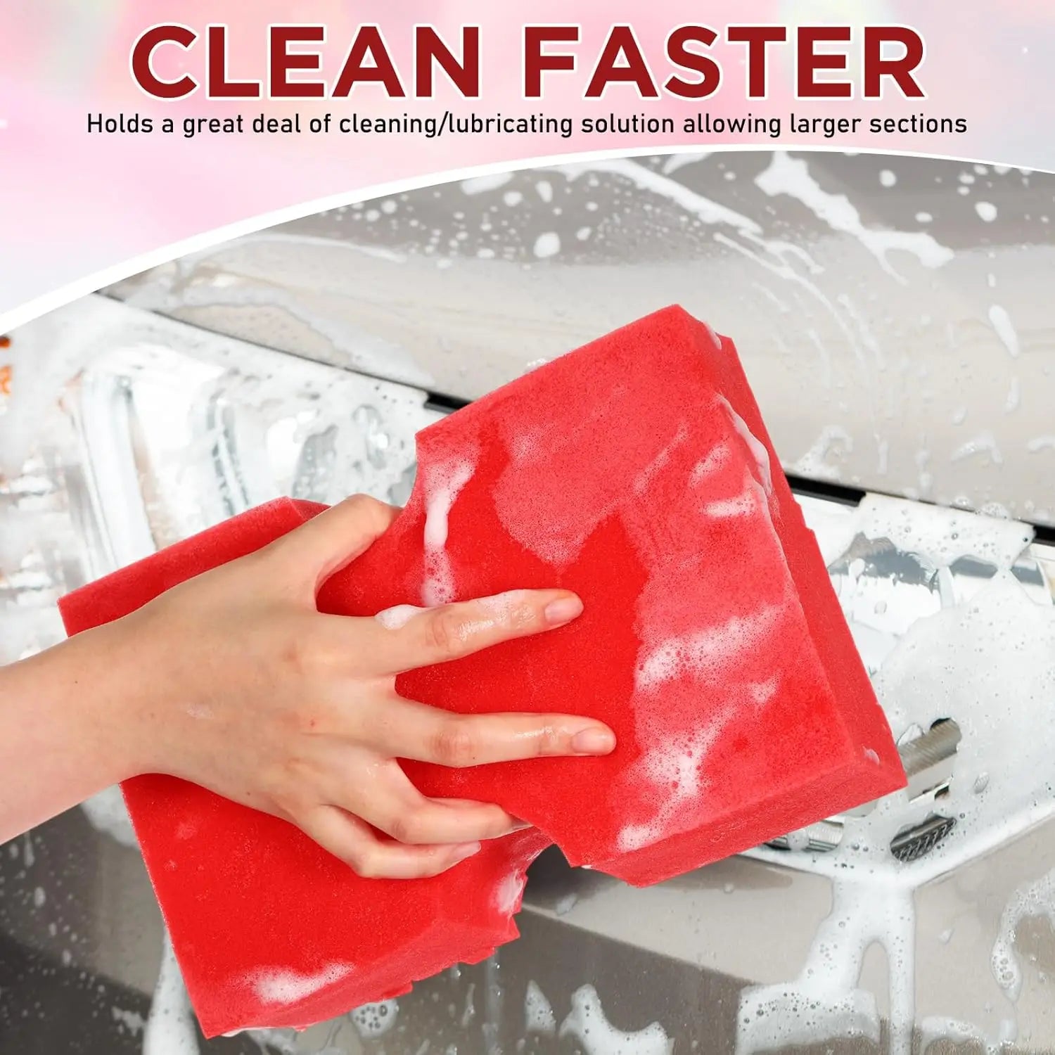 Car Wash Sponge,  Scratch-Free Car Cleaning Sponge, Durable Cross Cut Grid Sponge for Auto Multi Use Cleaning Washing Surfaces