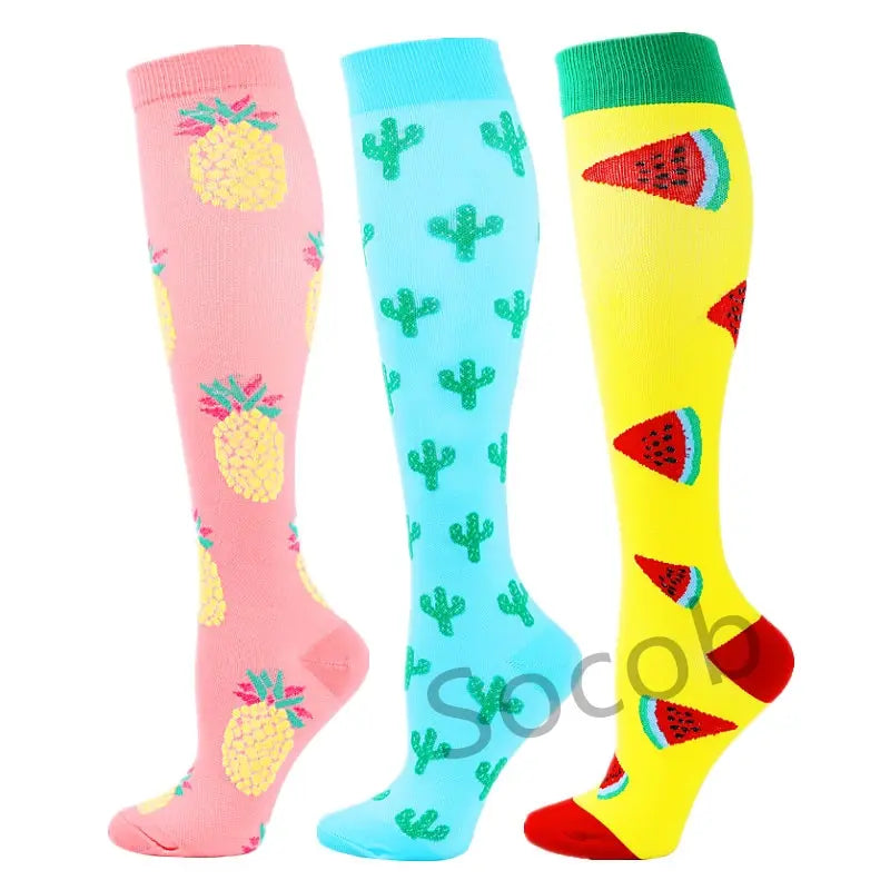 6/7 Pairs Compression Socks Varicose Diabetes Sock Running Cycling Hiking Touring Bicycle Marathon Outdoor Rugby Edema Long Tube