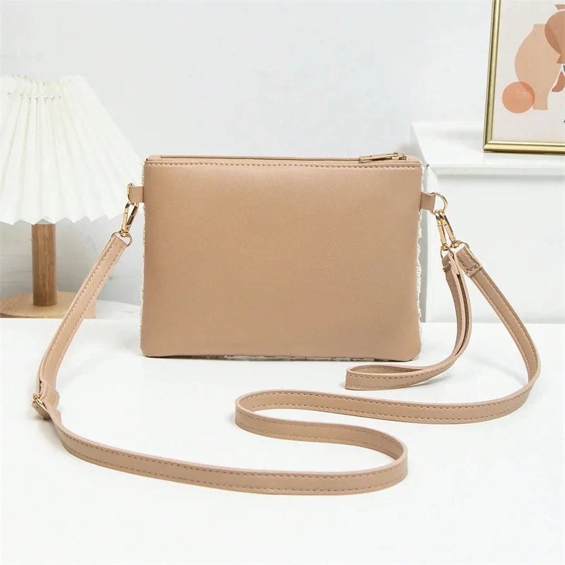 1PCS Simple Versatile Crossbody Crochet Bag, New Woven Bag, Zipper Closure, Retro Casual Beach Flower Women's Bags