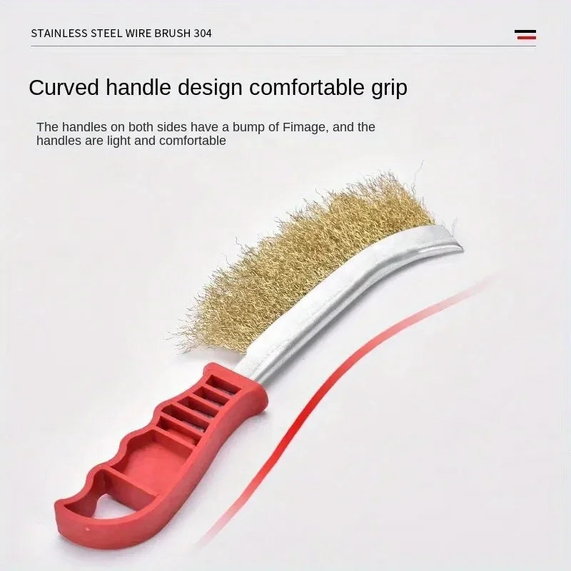 Multi-function Tool Wire Brush Copper Plated  Long Handle Kitchen Grill Special Plate Rust Removal