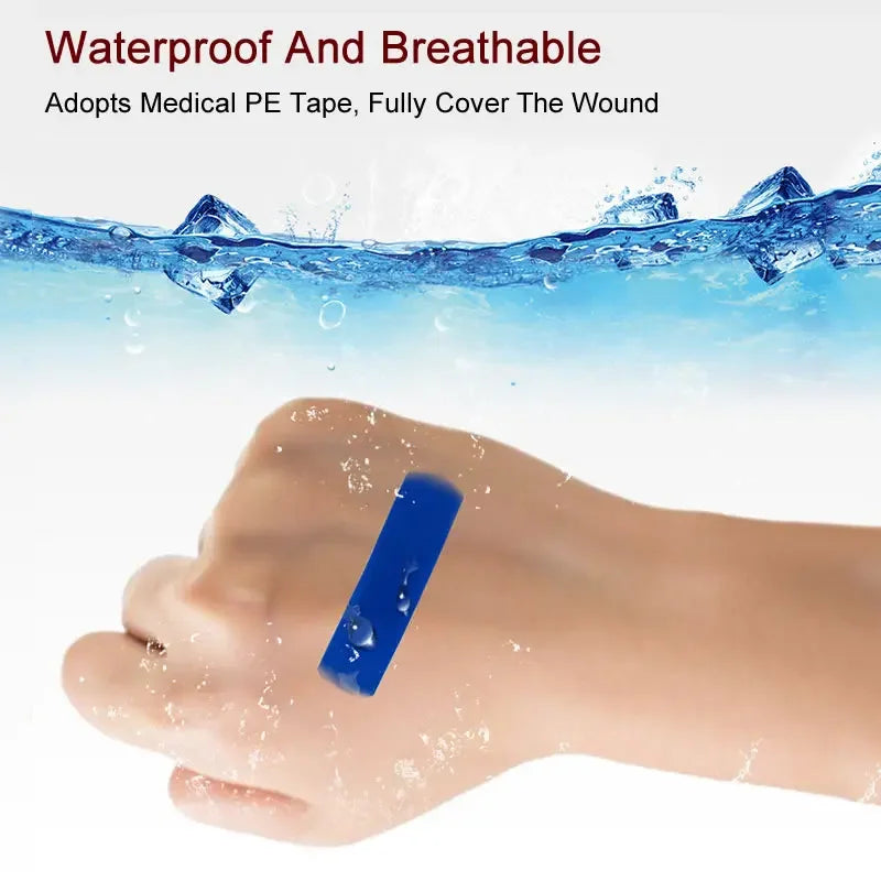 18/100pcs Blue Medical Band-Aid Waterproof Detectable Elastic Wound Adhesive Plaster First Aid Kits For Hotel Restaurant Chef