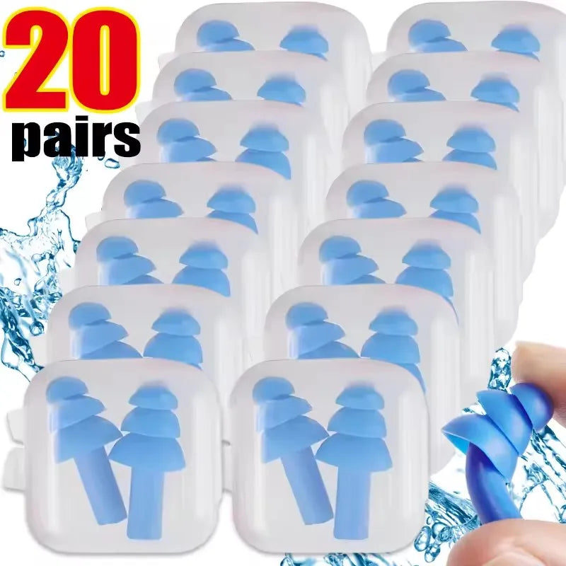1-25Pairs Soft Silicone Earplugs Waterproof Swimming Ear Plugs Reusable Noise Reduction Sleeping Ear Plugs Protector with Box