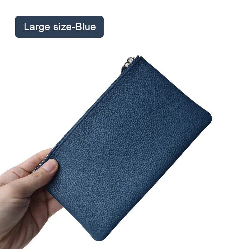 All Genuine Cow Leather Fashion Women Small Wallet For Ladies Zipper Card Purse Key Storage Bag High Quality Short Wallet Female