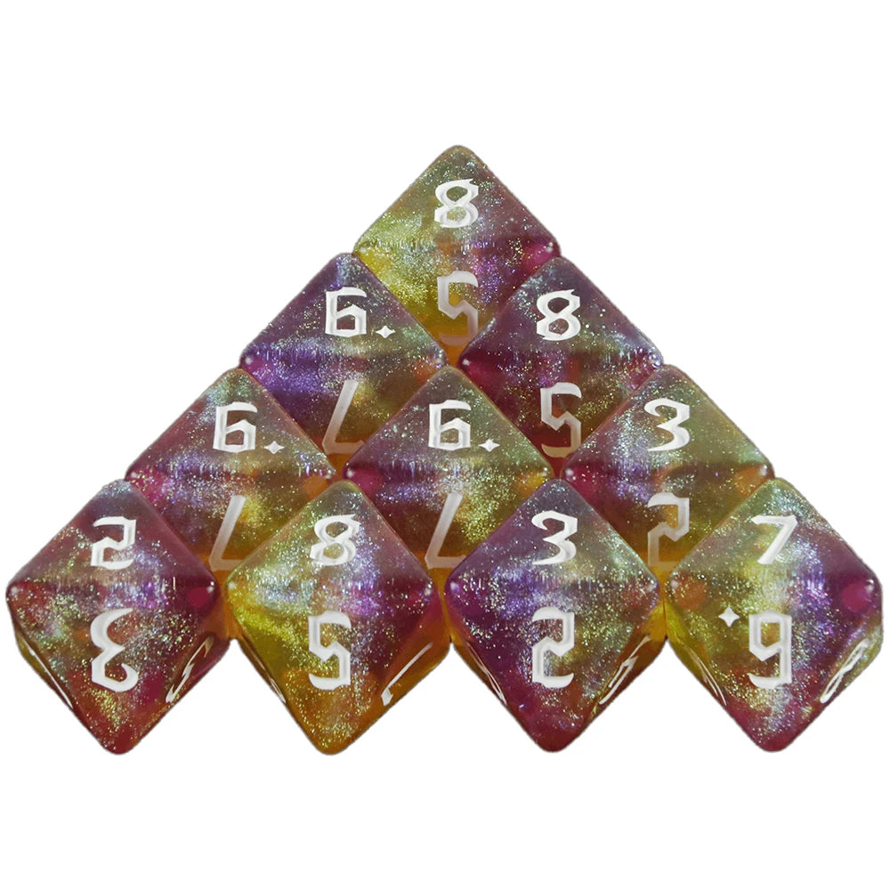 D8 Mixed Colours Polyhedral Dice 8 Sided Amazing Glitter Dice for DND Roleplay Game Math Teaching Playing Tabletop Games