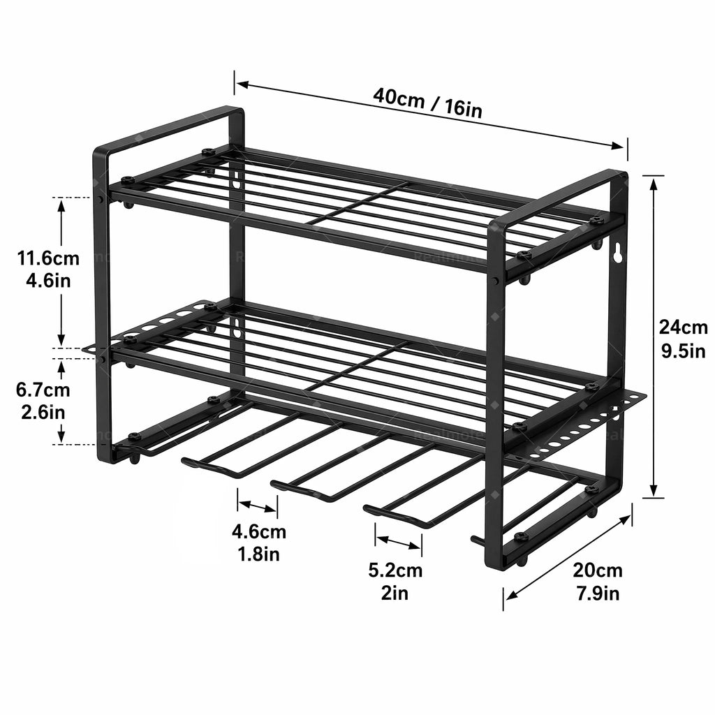 100lb Heavy Duty Wall Mounted Power Tool Organizer Rack, Alloy Steel Drill Stand Garage Storage Shelf for Workshop Shed