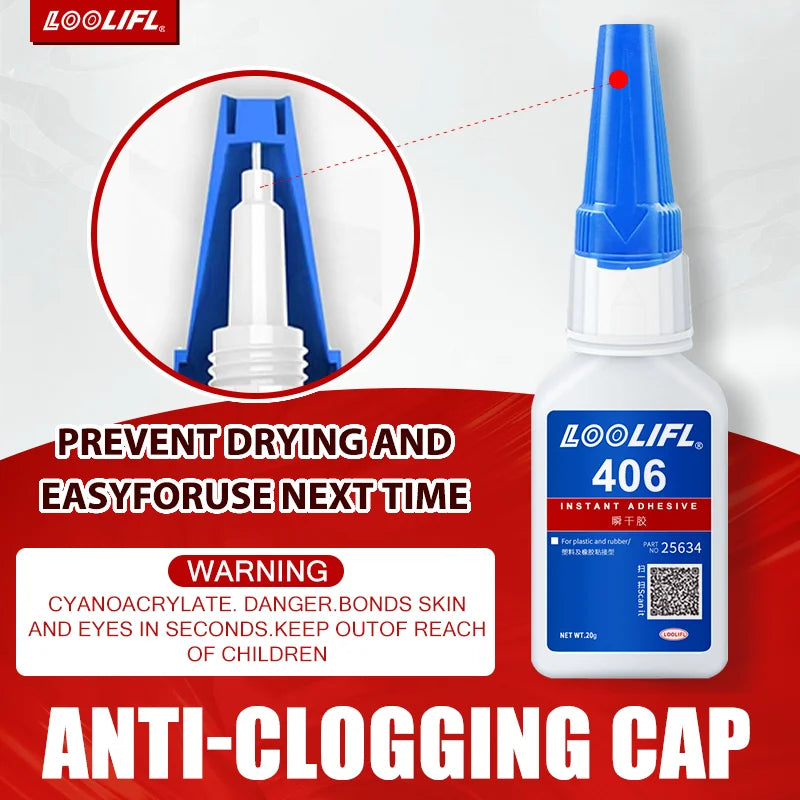 1-3pcs 406 Super Glue 20g Instant Quick-drying Cyanoacrylate Adhesive Leather Rubber Wood Metal Strong Bond Liquid Glue DIY Tool
